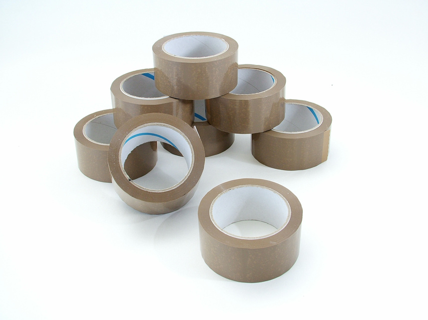 Pile of brown parcel tape rolls 2